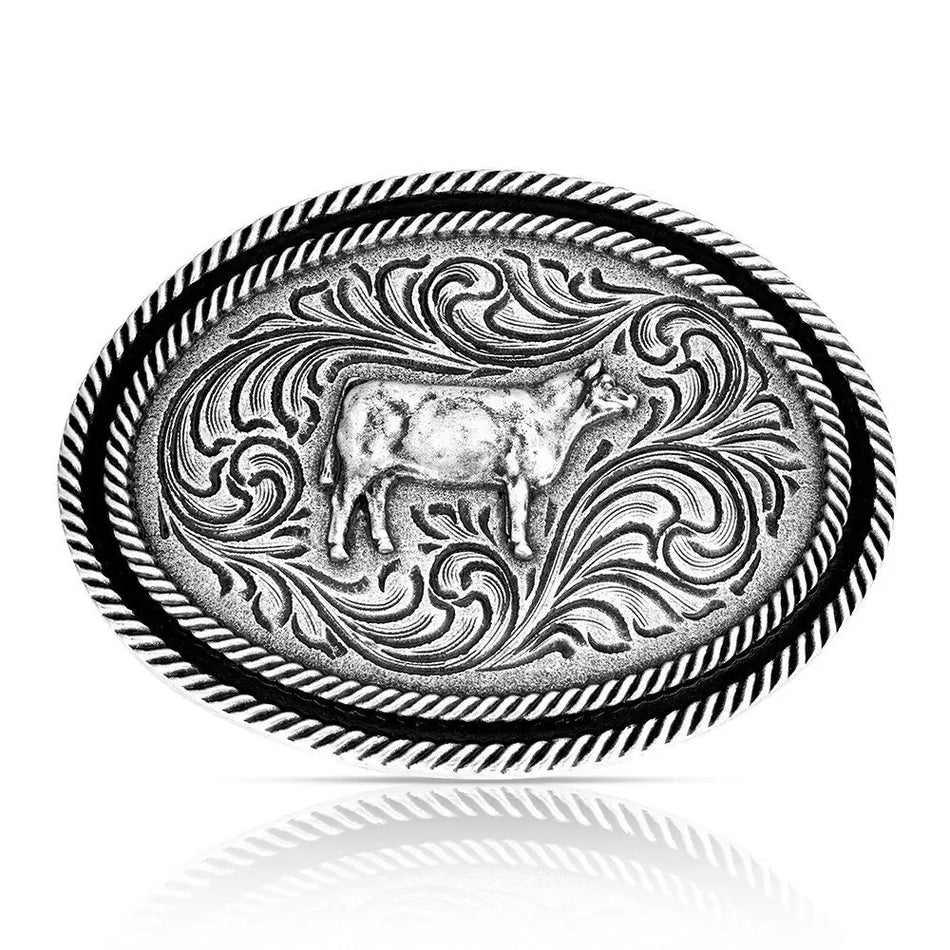 Belt Buckle Show Steer Antiqued