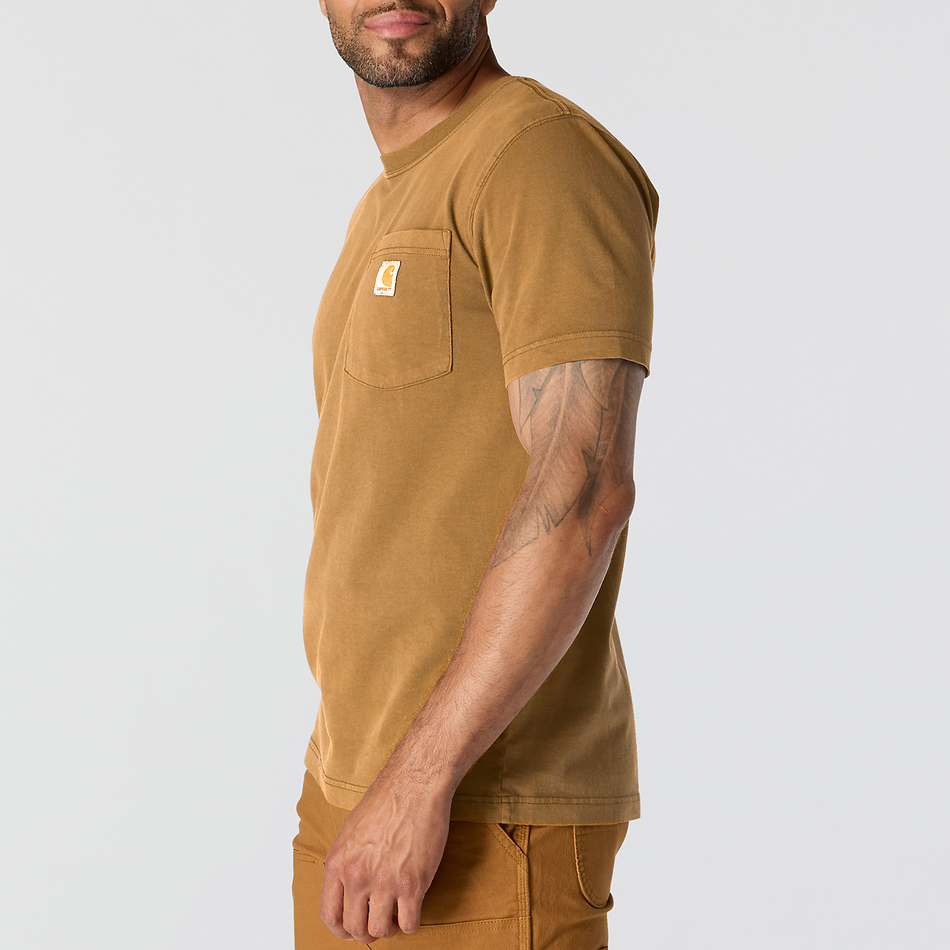 Relaxed Fit Lightweight Garment Dyed Pocket T-Shirt - 106252 BRN