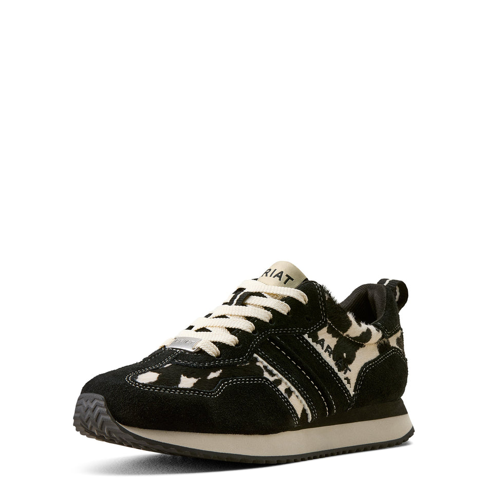 Ariat New Ranch Runner Trainer - 10080386 BLACK SUEDE BLACK AND WHITE HAIR ON